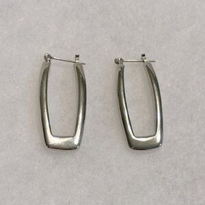 Silver Rectangular Hoop Earrings